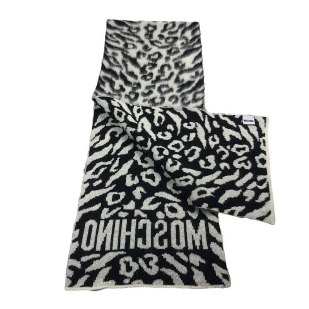 Moschino leopard print mohair/wool blend scarf‎